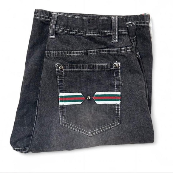 VTG Retro Y2K Men's Black Denim Shorts Size Waist 34” - Picture 4 of 6